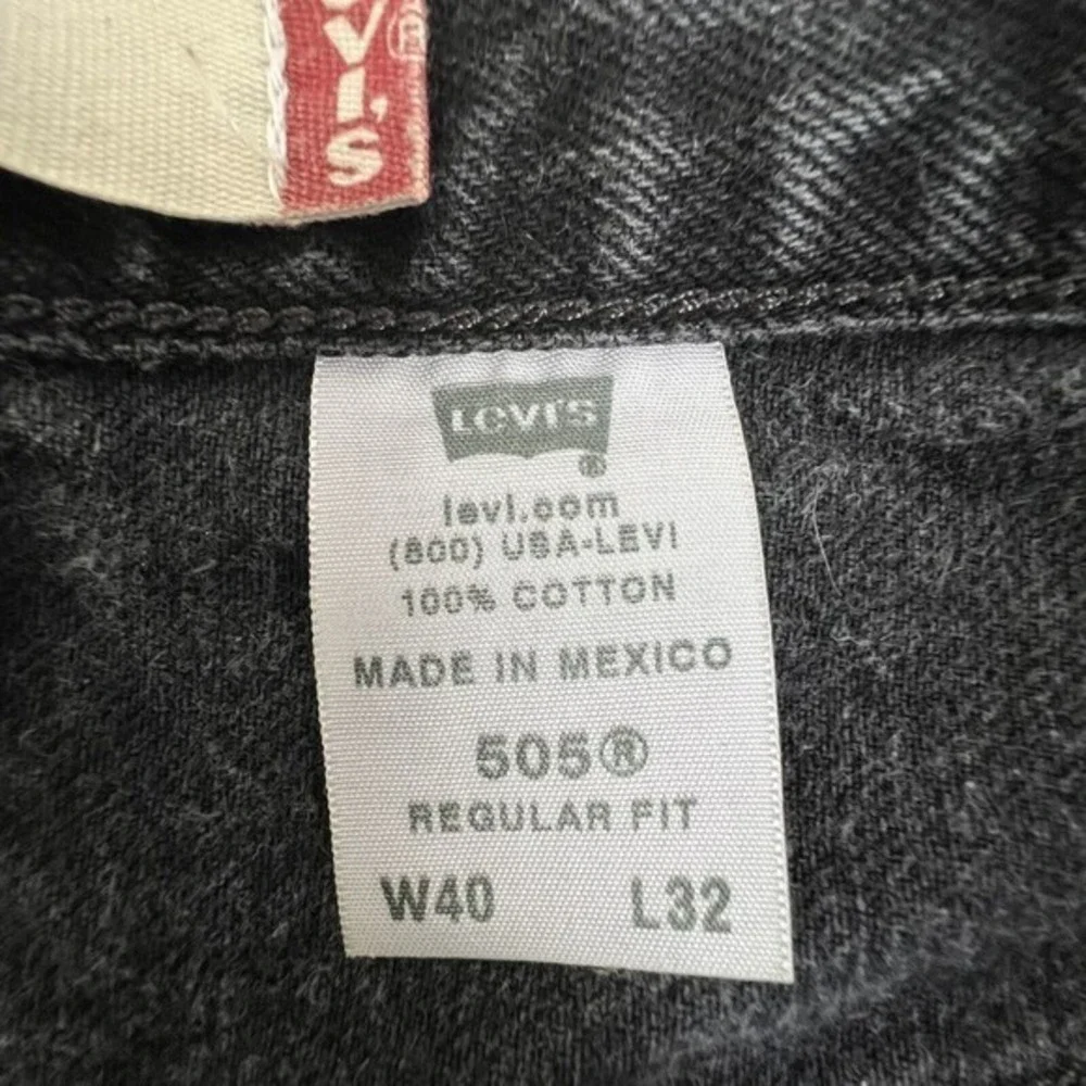 Levis Mens 505 Regular Straight Leg Fit Faded Black Jeans Size‎ 40 Inseam 30